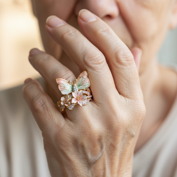 Dabas spīdīgs Gredzens ar cirkoniju