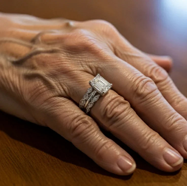 Vintage Gredzens ar sudraba un spīdīgiem slāņiem